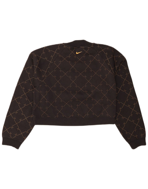 Suéter Nike Feminino Therma-Fit Crop Jumper UK 6 XS Preto Geométrico