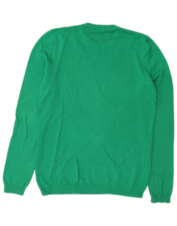 Suéter Benetton Boys com gola redonda 13-14 anos 3XL algodão verde