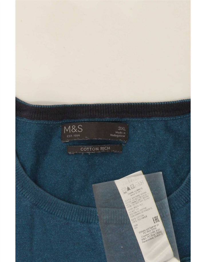 Camiseta masculina Marks & Spencer Top 3XL algodão colorblock azul