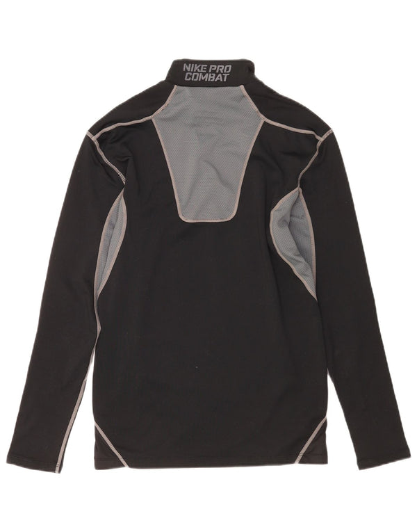 Top de compressão masculino Nike manga comprida grande bloco colorido preto