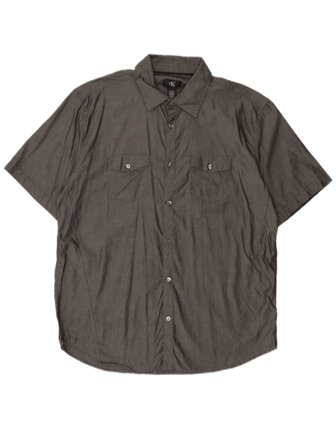 CALVIN KLEIN Camisa masculina de manga curta grande algodão cinza