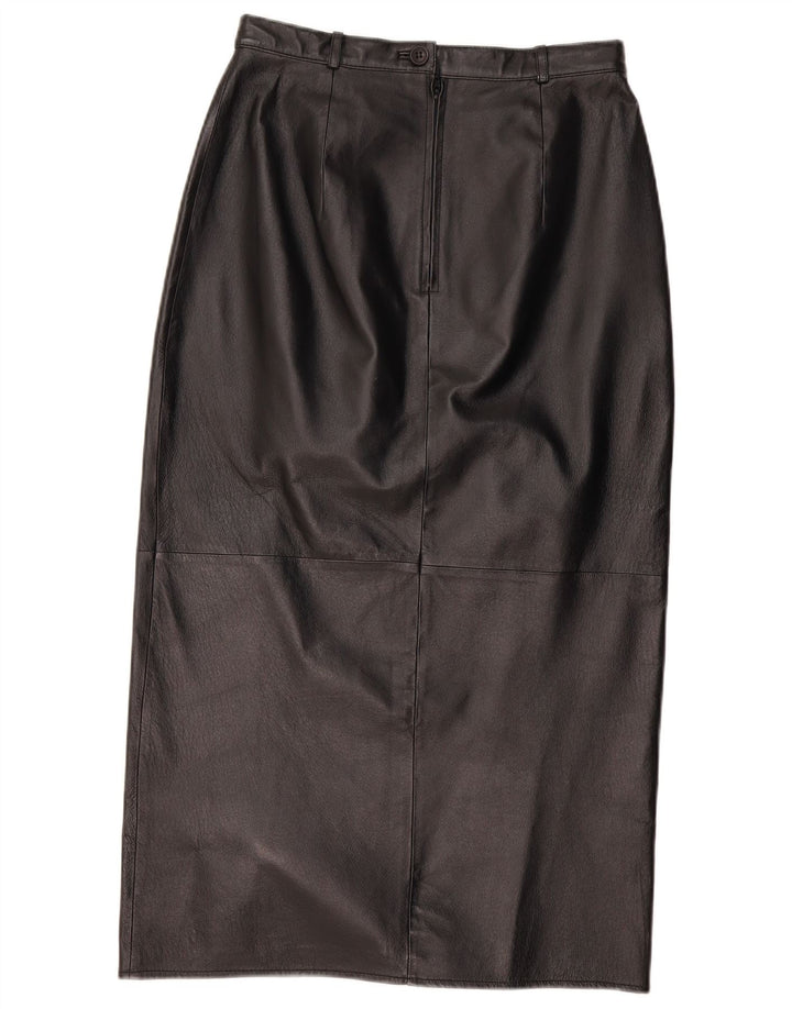 Saia de couro feminina vintage W28 couro preto médio
