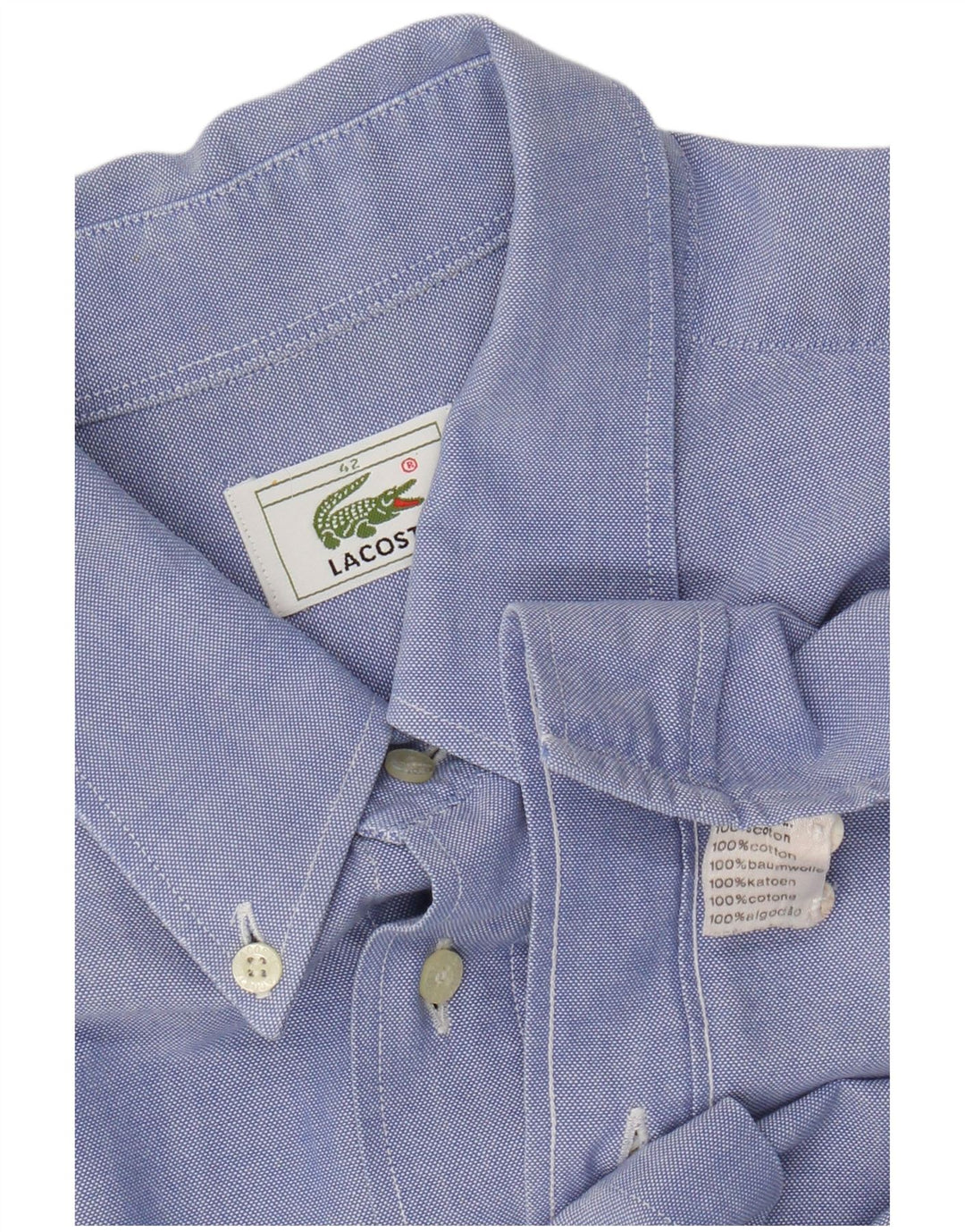 Lacoste Camisa masculina de manga curta tamanho 42 grande algodão azul