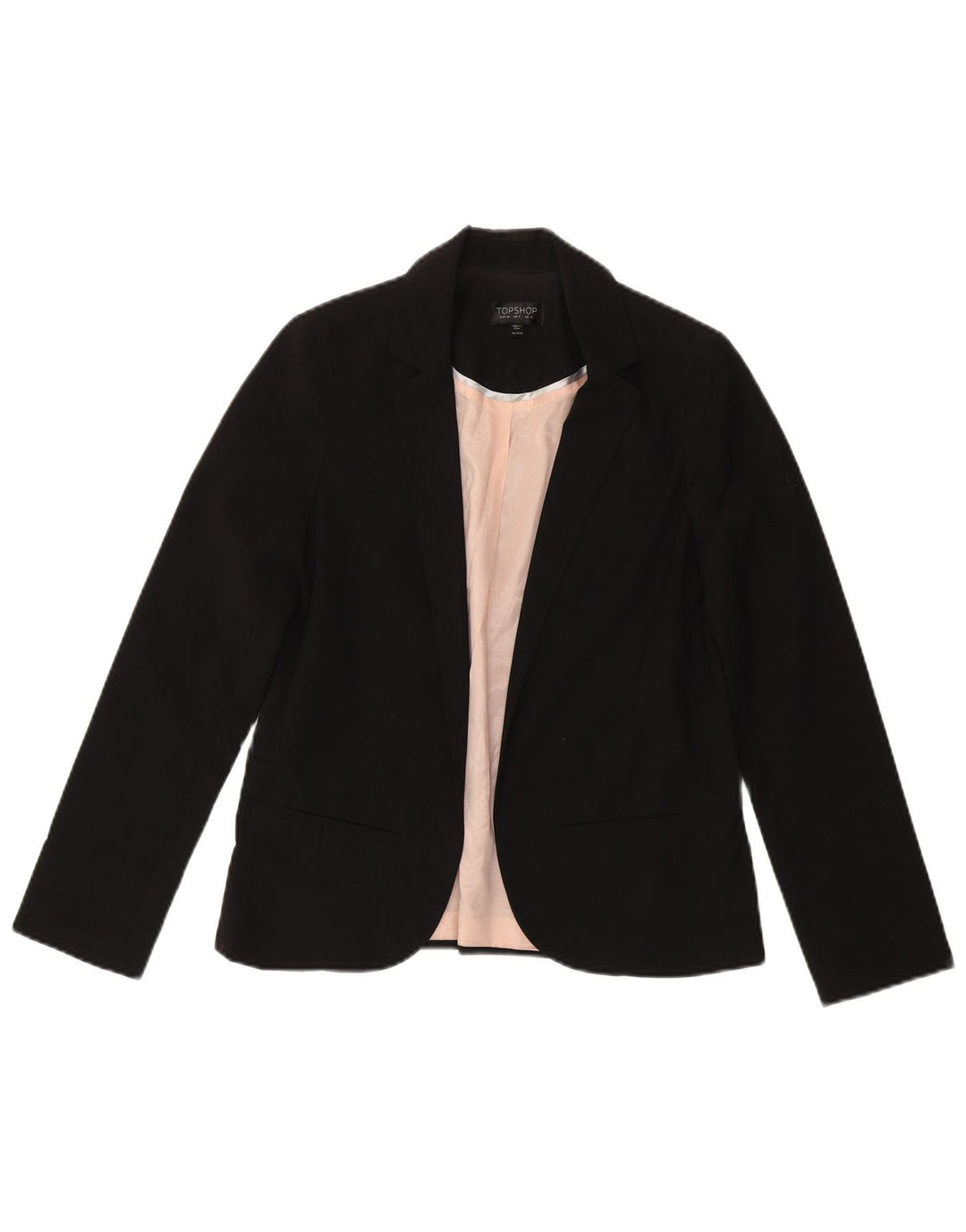 Jaqueta blazer aberta feminina Topshop Reino Unido 8 poliéster preto pequeno