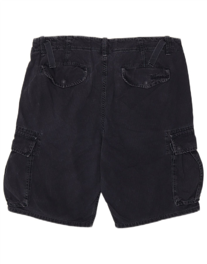 Shorts cargo masculino vintage W33 algodão azul marinho médio