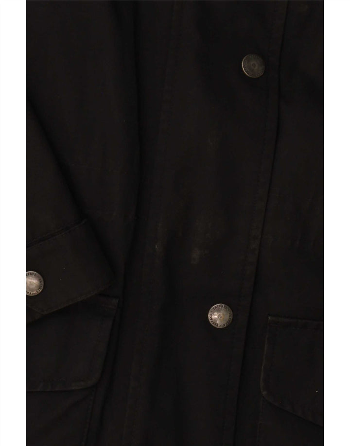 Jaqueta Parka feminina com capuz Fat Face UK 12 algodão preto médio