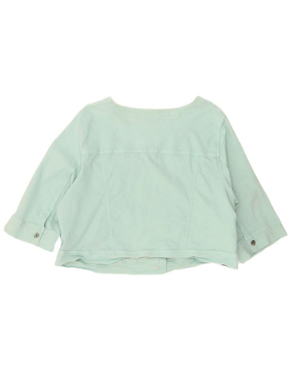 Jaqueta jeans feminina Marks & Spencer com manga 3/4 UK 22 3XL turquesa