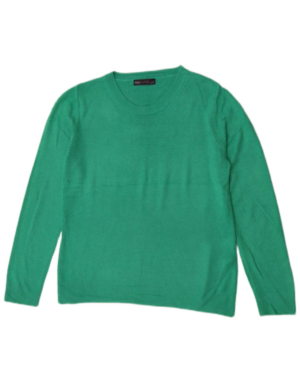 Suéter feminino Marks & Spencer com gola canoa Reino Unido 12 acrílico verde médio