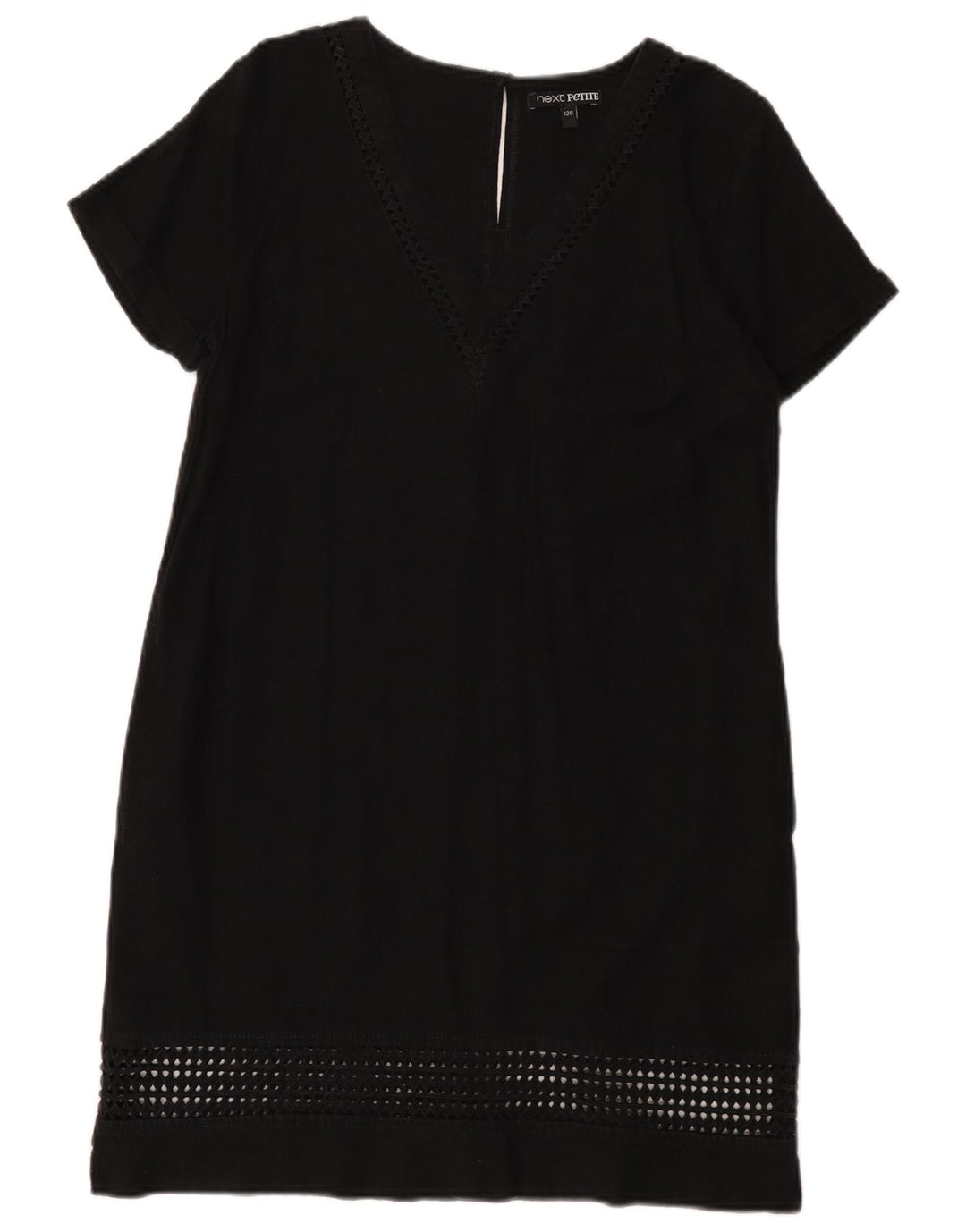 Next Vestido Shift Feminino UK 12 Médio Linho Preto