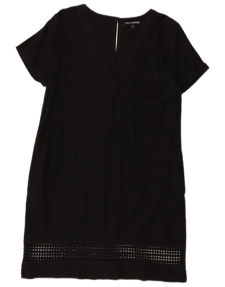Next Vestido Shift Feminino UK 12 Médio Linho Preto