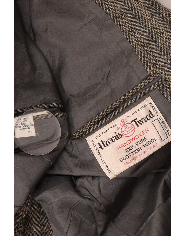 Jaqueta blazer masculina Harris Tweed Regular Fit Reino Unido 42 espinha de peixe cinza médio