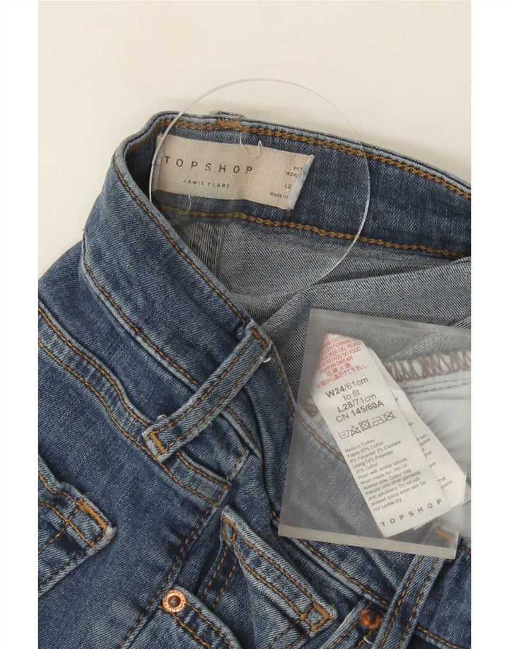 Topshop feminino Jamie Flared Jeans W24 L28 algodão azul