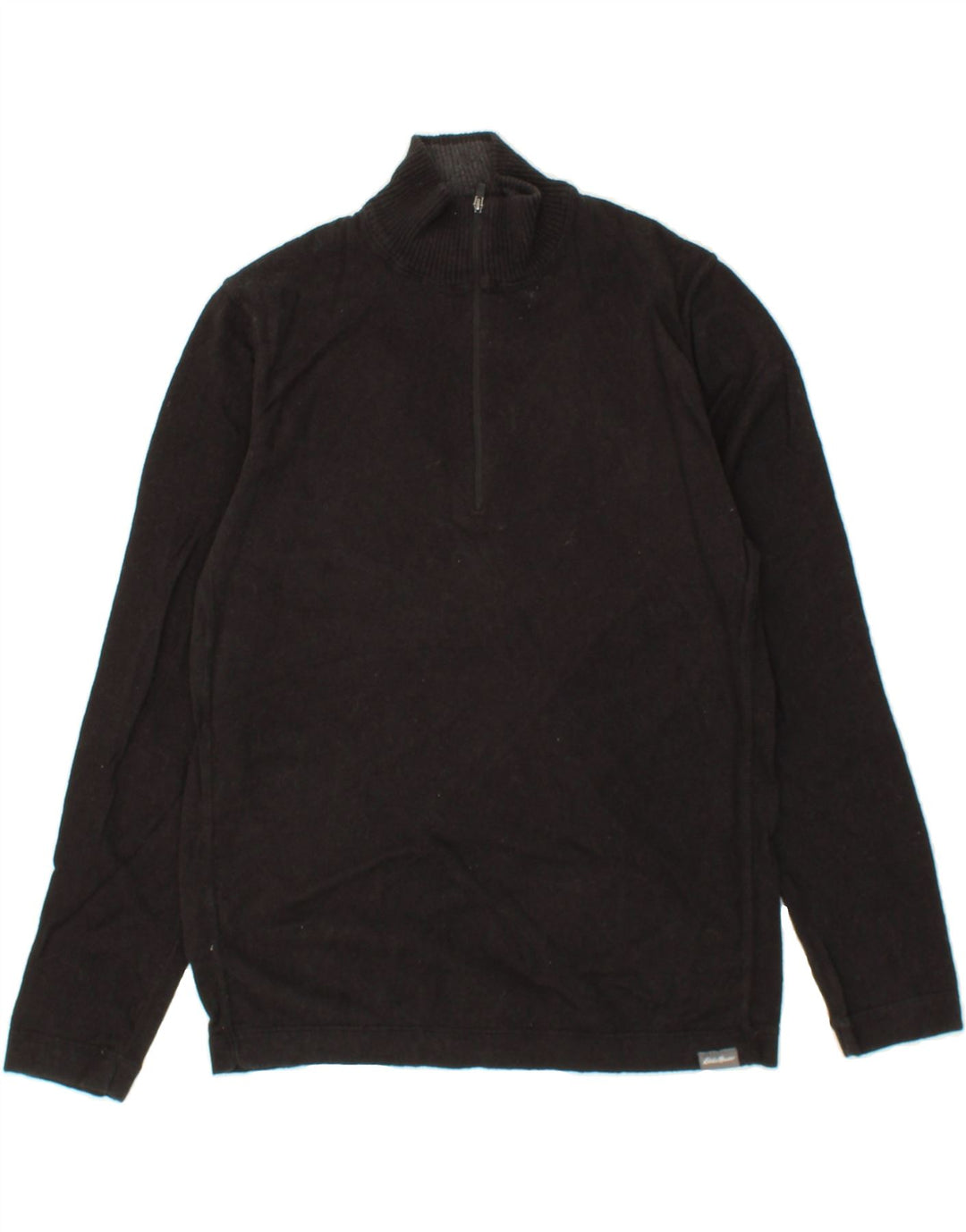 EDDIE BAUER Mens Zip Neck Jumper Sweater Small Black Cotton Vintage Eddie Bauer and Second-Hand Eddie Bauer from Messina Hembry 