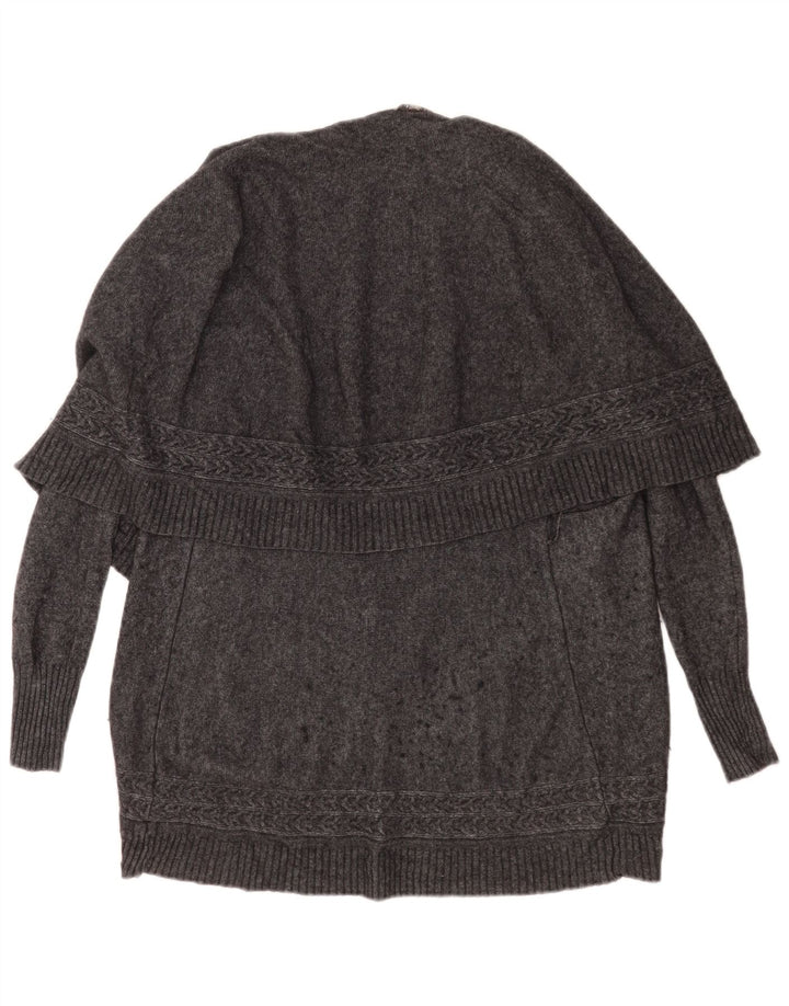 Suéter feminino Jigsaw Longline Cardigan UK 10 Lã Cinza Pequena
