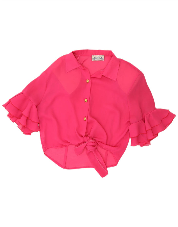 Blusa feminina de manga curta ACCORDO Reino Unido 12 poliéster rosa médio