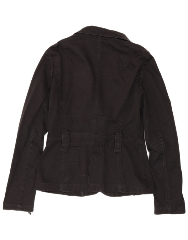 Jaqueta blazer feminina Armani Exchange com 1 botão Reino Unido 12 algodão preto médio