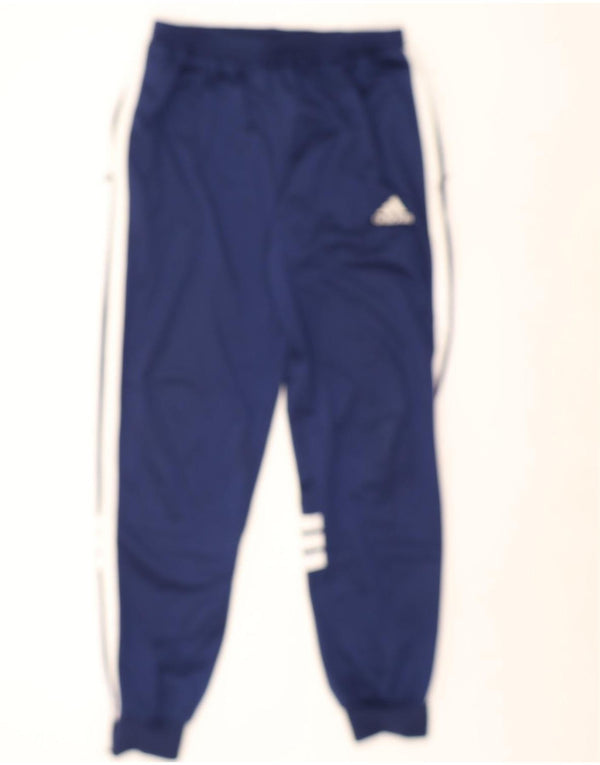 Calça de treino masculina Adidas Joggers UK 42/44 grande bloco colorido azul marinho