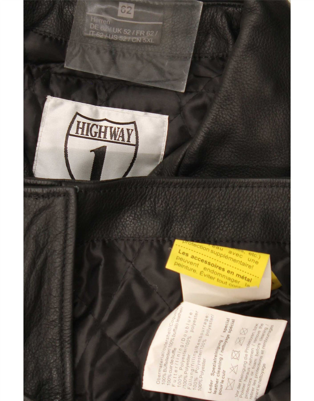 Jaqueta de couro masculina para motociclista Highway 1 Reino Unido 52 4XL couro preto