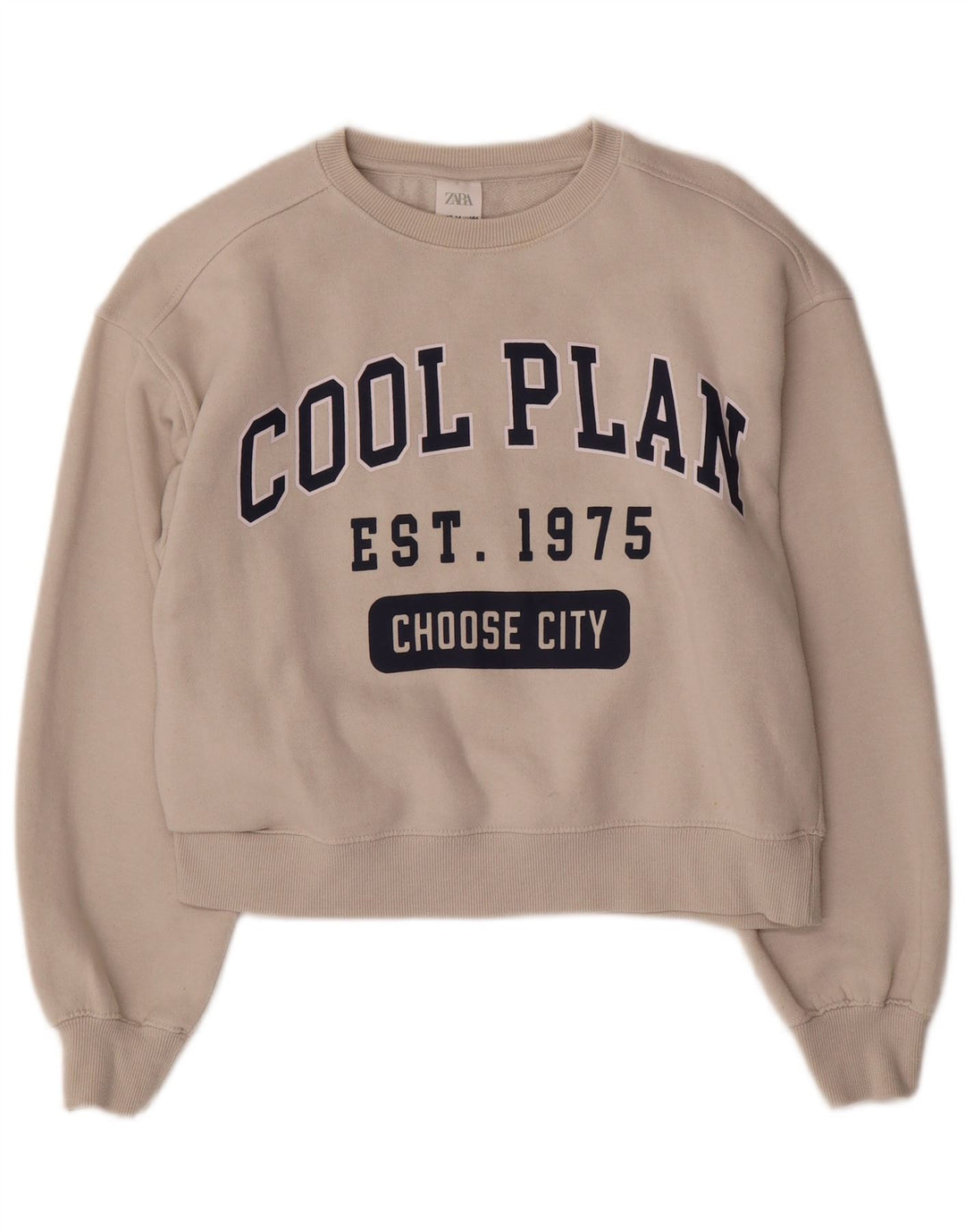 Zara Girls Crop Graphic Moletom Jumper 13-14 Anos Branco