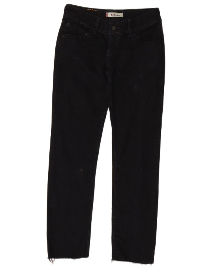 Levi's feminino 571 slim jeans w28 l27 algodão preto