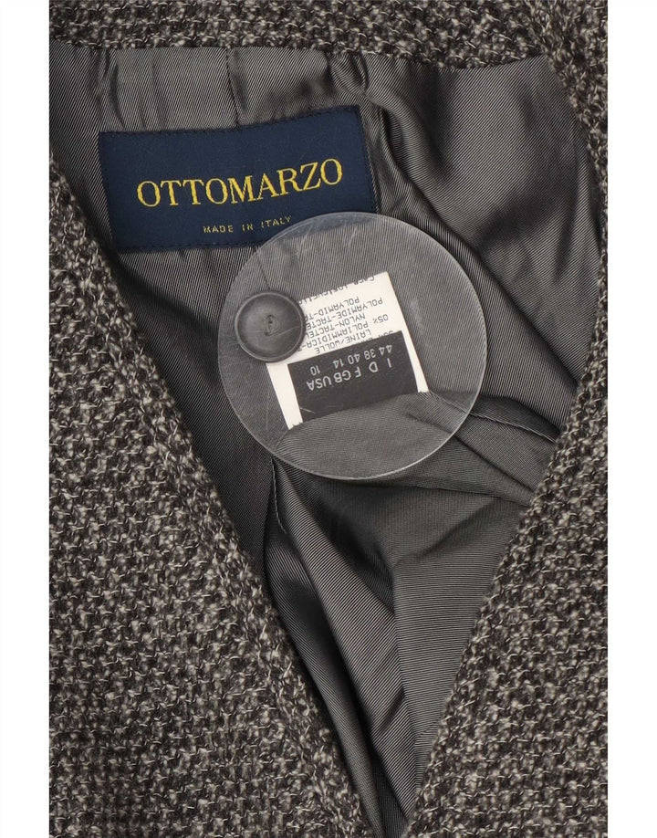 Jaqueta blazer feminina vintage de 3 botões Reino Unido 14 Lã cinza grande