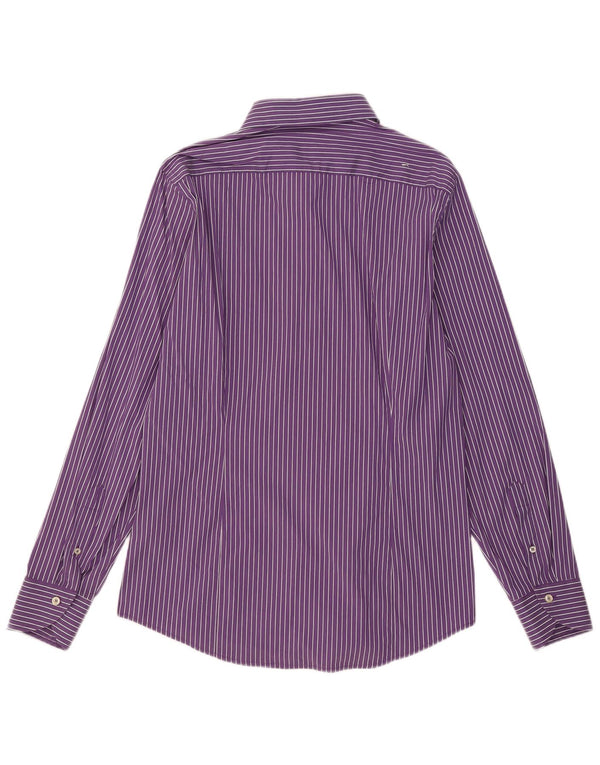 Camisa masculina Benetton XL listrada roxa de algodão