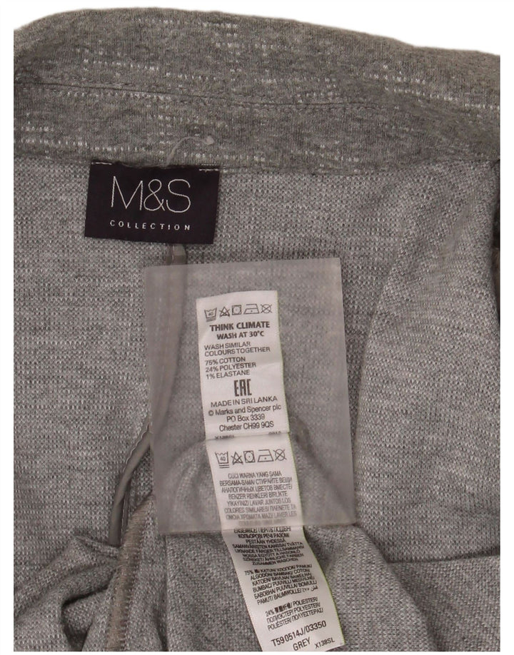 Jaqueta blazer feminina Marks & Spencer manga 3/4 aberta Reino Unido 20 2XL algodão cinza