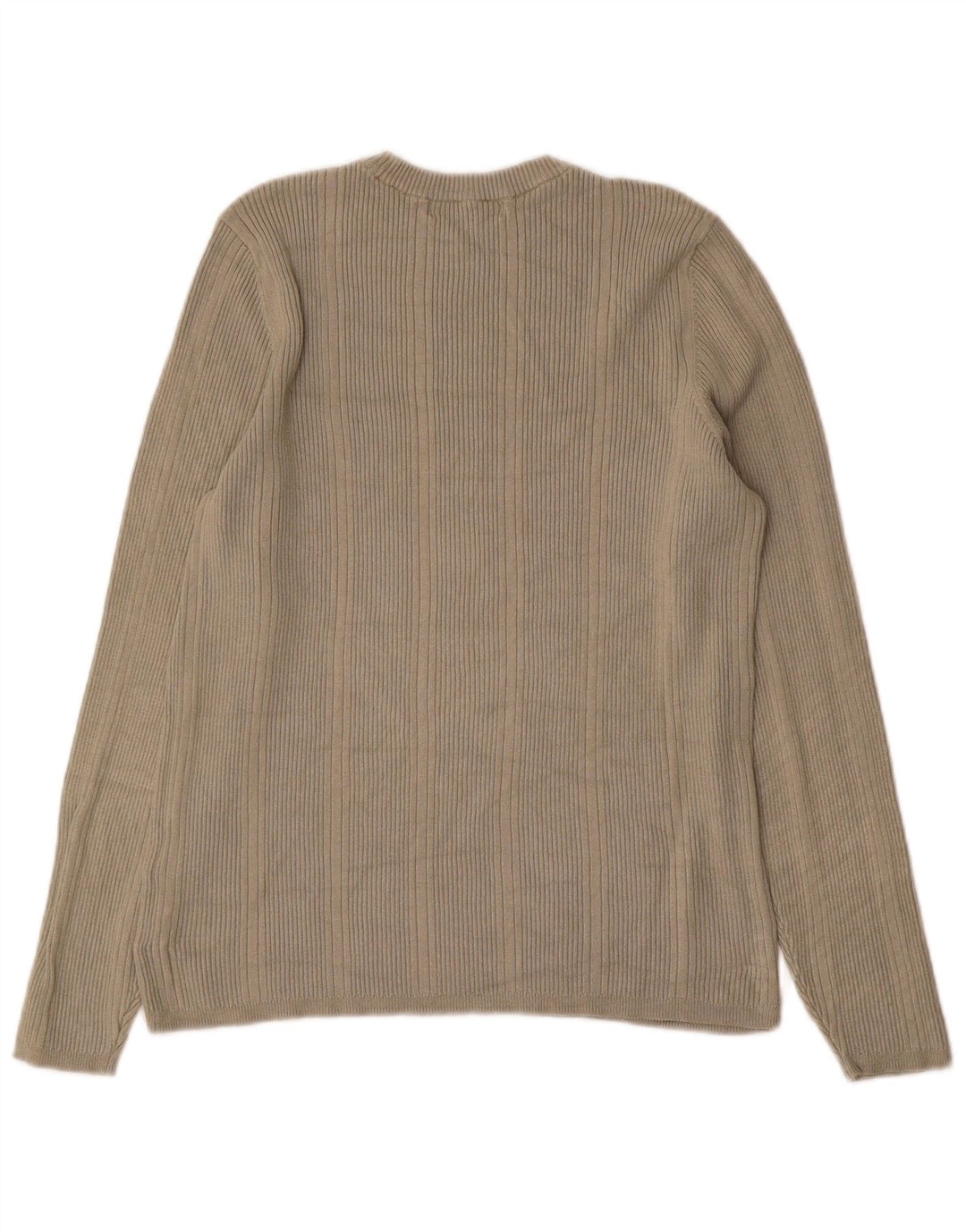 Top feminino Marks & Spencer de manga comprida Reino Unido 16 grande viscose cáqui