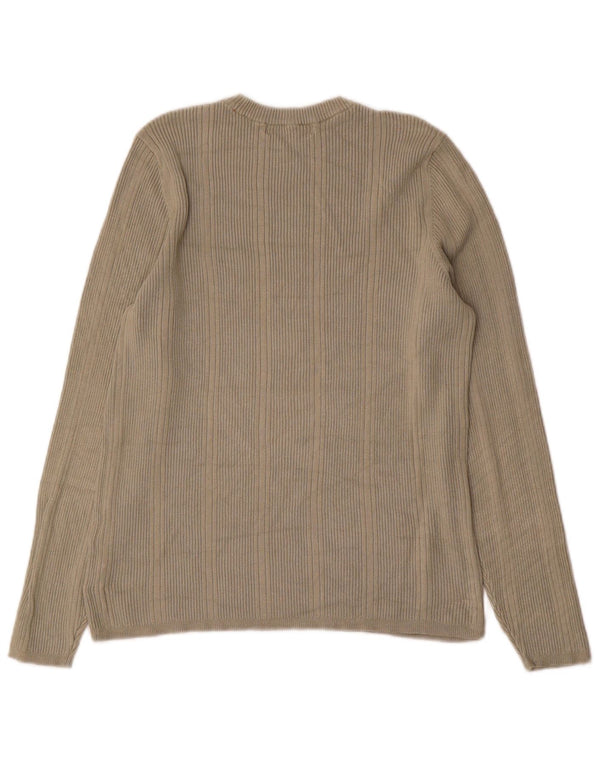 Top feminino Marks & Spencer de manga comprida Reino Unido 16 grande viscose cáqui