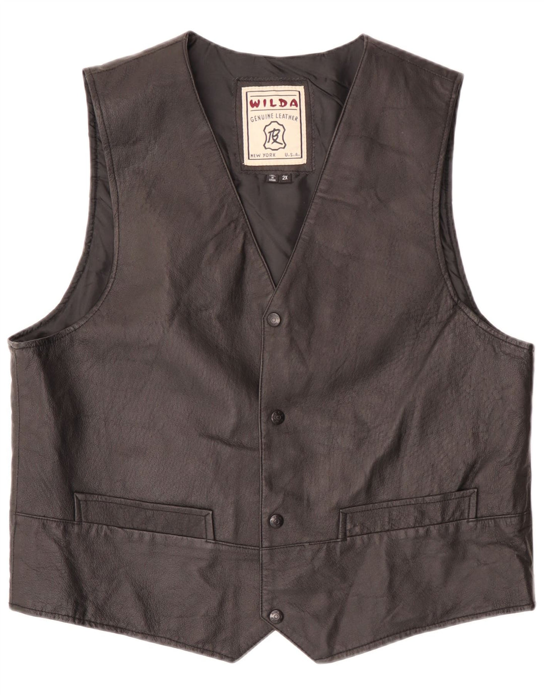 Colete de couro masculino Wilda 2XL couro preto