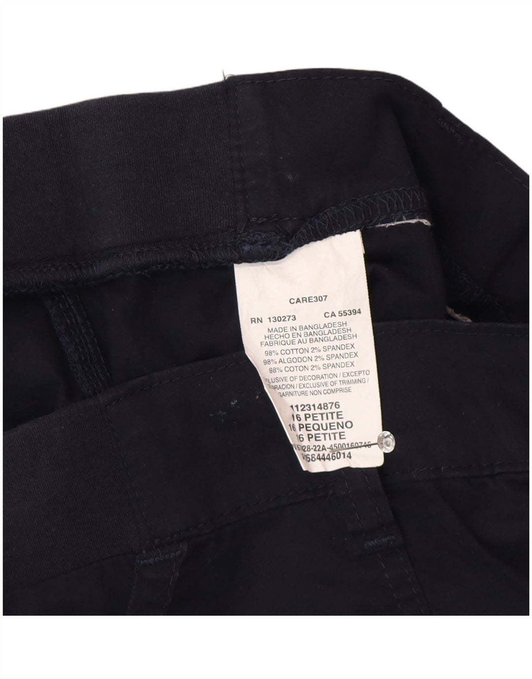 Calça feminina Lee Cargo Capri EUA 16 2XL W38 L19 algodão azul marinho