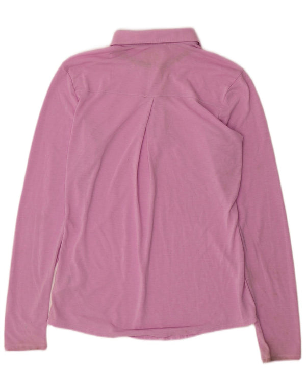 Camisa polo feminina de manga comprida Adidas UK 10 pequena rosa poliéster