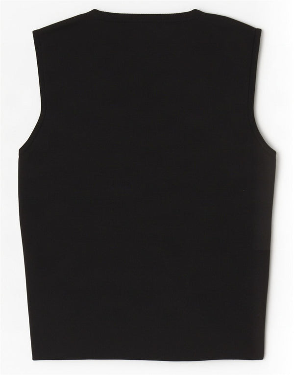 Zara Womens Crop Vest Top UK 8 Pequeno Poliéster Preto
