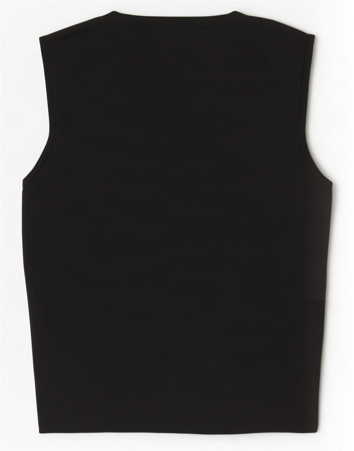 Zara Womens Crop Vest Top UK 8 Pequeno Poliéster Preto