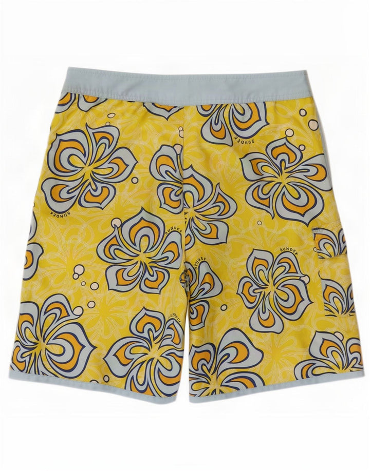 Shorts de natação masculino Sundek poliéster floral amarelo médio