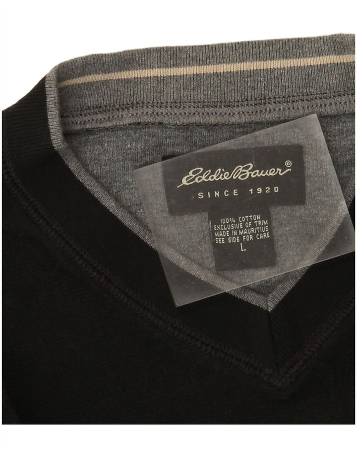 Eddie Bauer moletom masculino jumper grande algodão preto