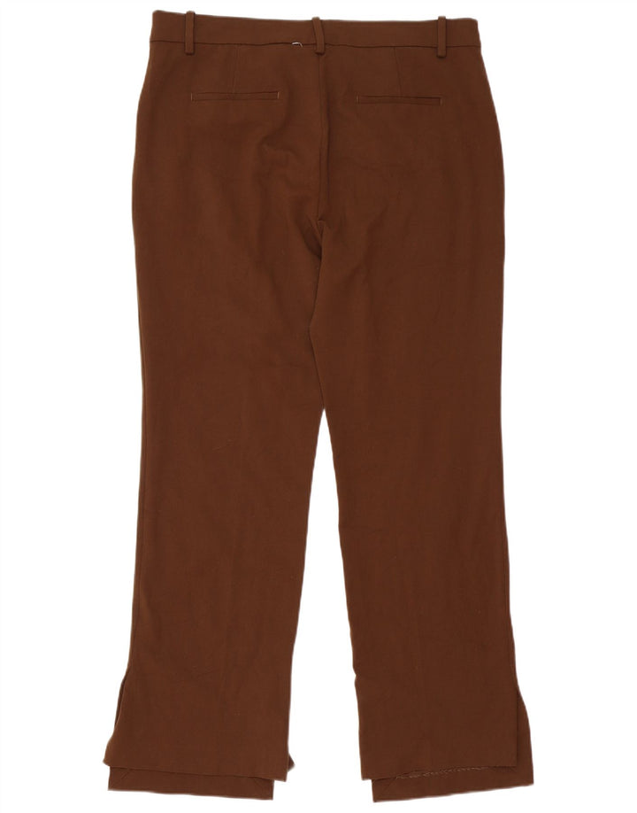 Zara Calça Chino Reta Feminina Grande W34 L31 Marrom Poliéster