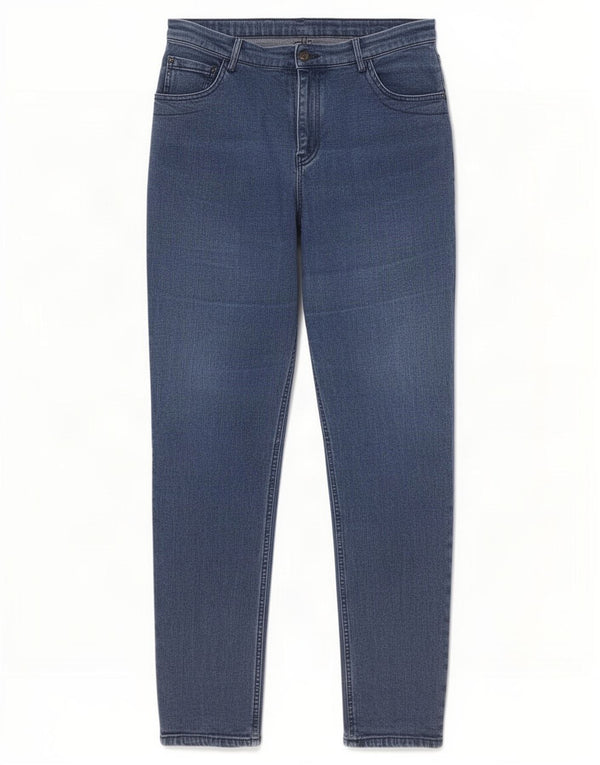 Jeans Marks & Spencer feminino cintura alta slim UK 20 2XL W38 L30 algodão azul
