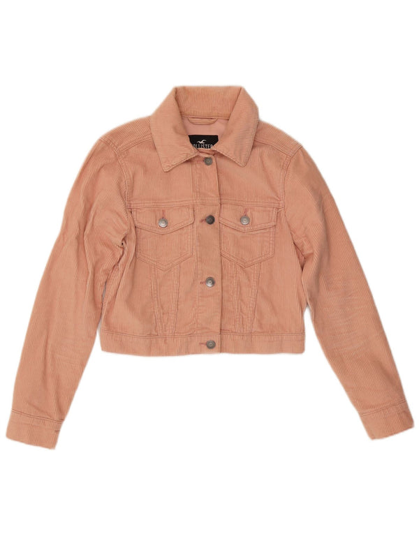 Jaqueta feminina de veludo cotelê Hollister Reino Unido 6 XS algodão rosa