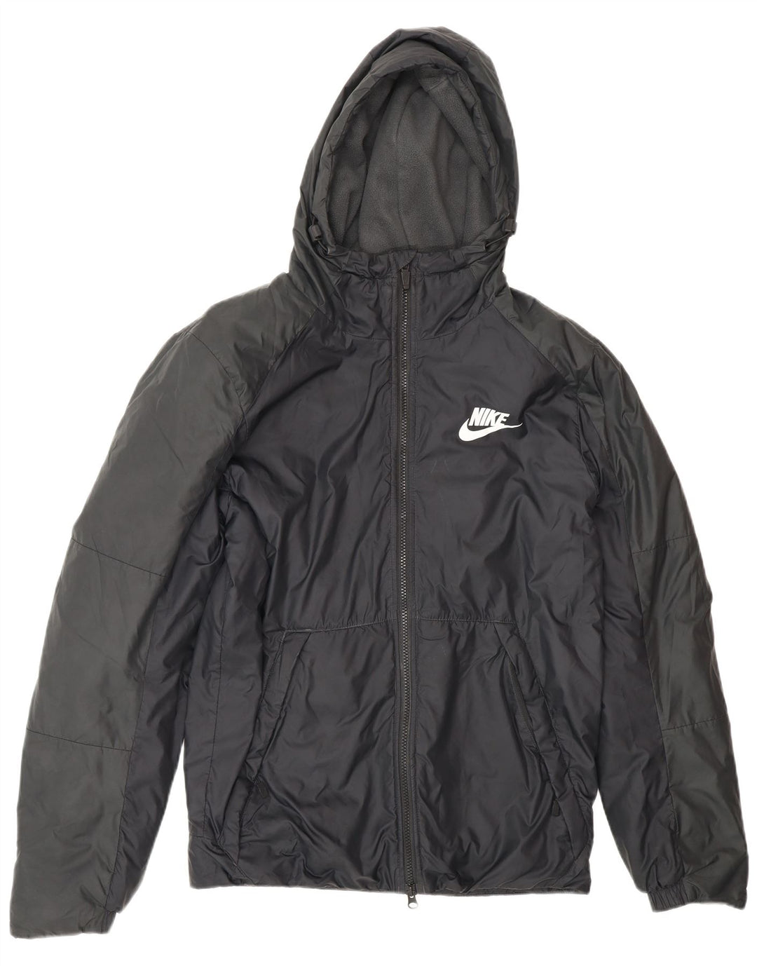 Jaqueta corta-vento masculina Nike com capuz UK 36 poliéster preto pequeno