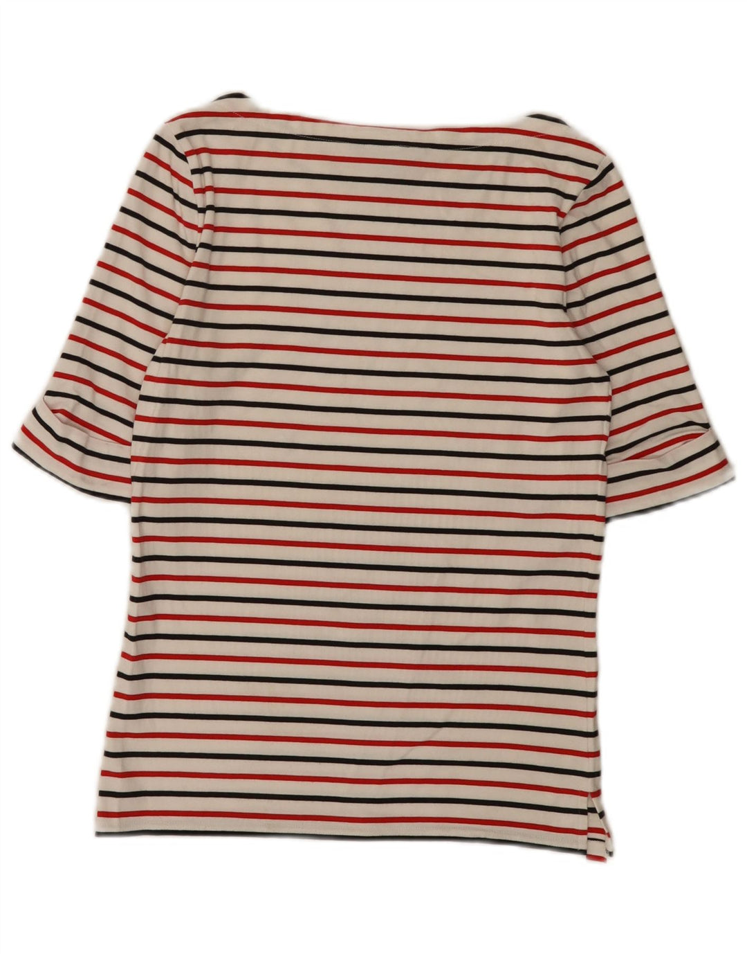 Ralph Lauren Top feminino manga 3/4 Reino Unido 12 listrado branco médio