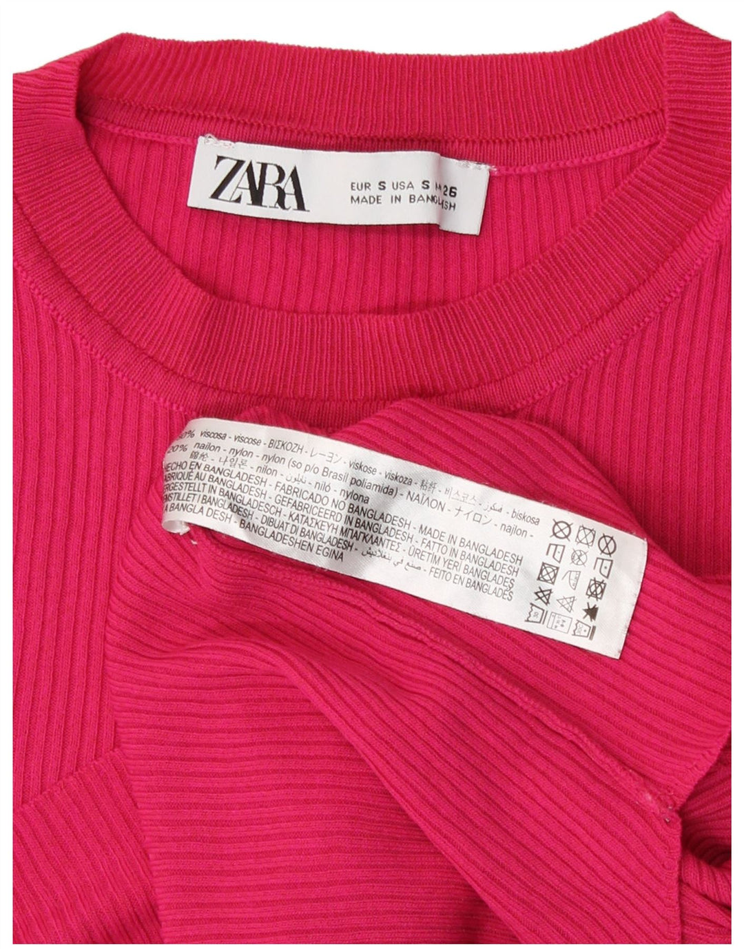 Top cropped feminino Zara manga comprida Reino Unido 8 viscose rosa pequena