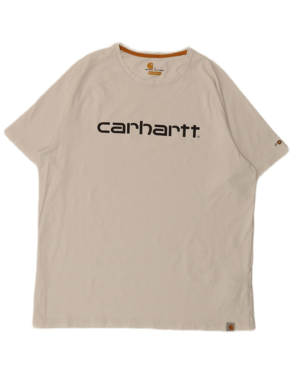 Camiseta masculina Carhartt com ajuste relaxado gráfico grande algodão branco