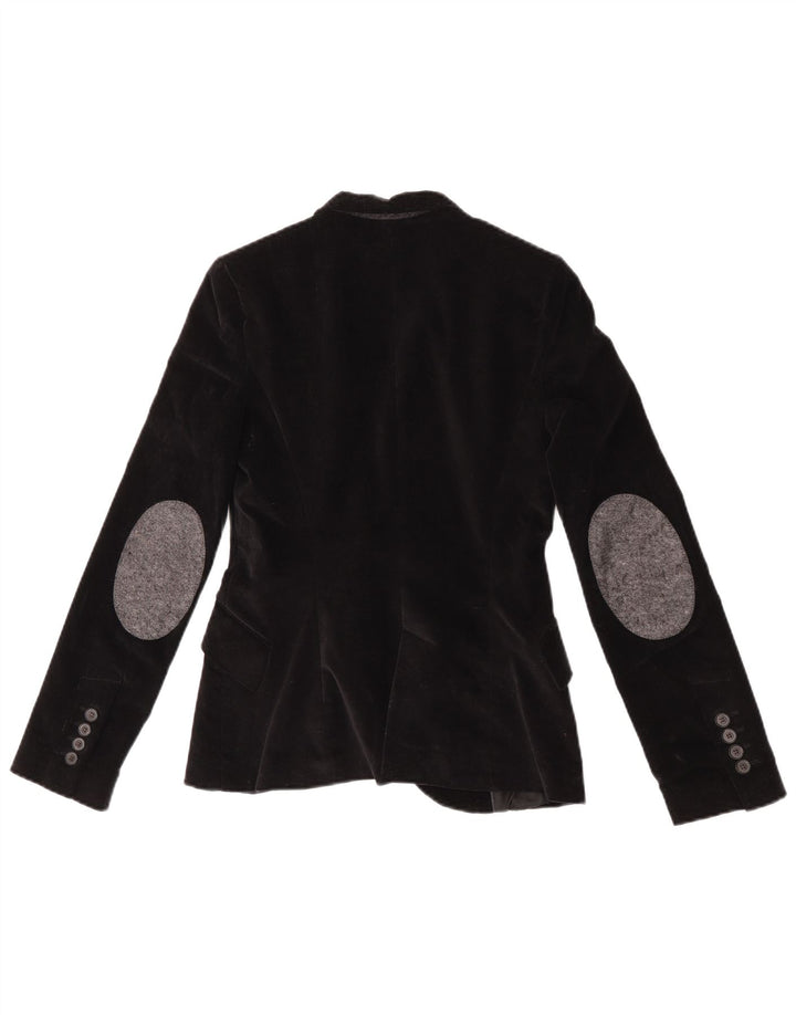 Zara Jaqueta blazer feminina de veludo com 1 botão Reino Unido 6 XS preta
