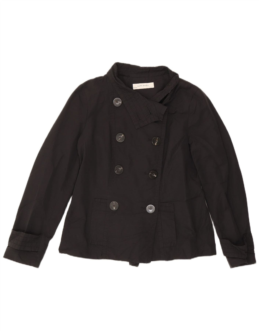 Zara Womens Short Pea Coat UK 18 XL Algodão Preto