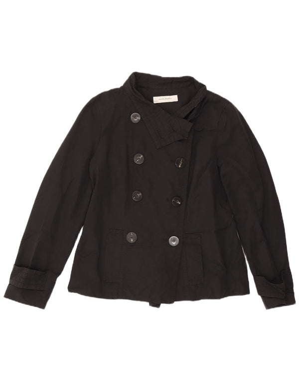 Zara Womens Short Pea Coat UK 18 XL Algodão Preto
