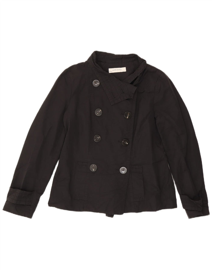 Zara Womens Short Pea Coat UK 18 XL Algodão Preto