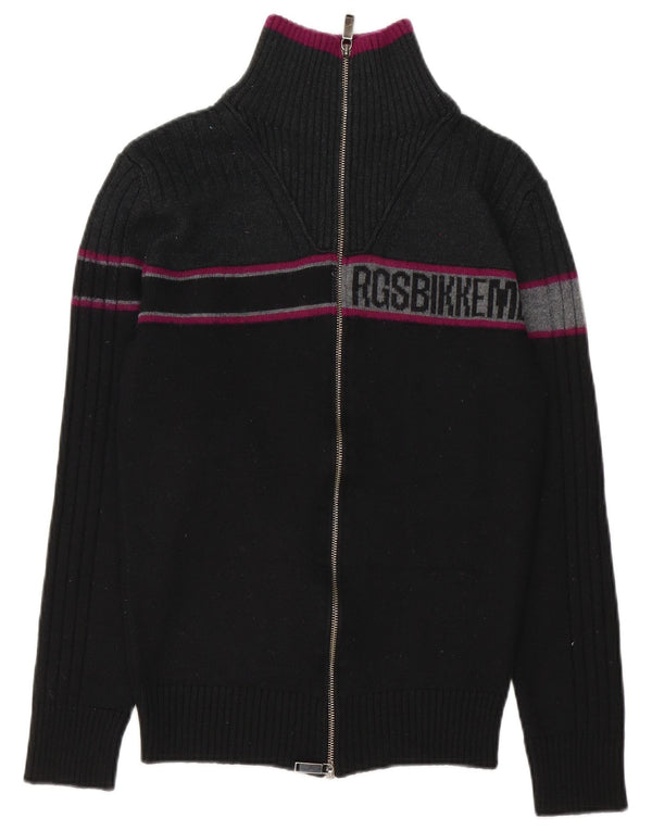 Suéter cardigã feminino Bikkembergs UK 14 bloco colorido preto médio