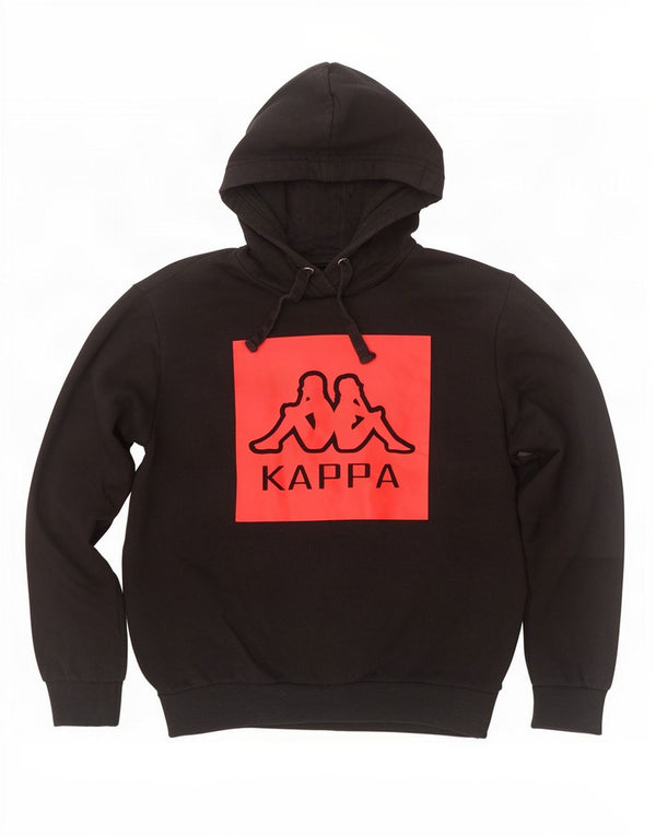 Kappa Mens Graphic Hoodie Jumper Médio Algodão Preto