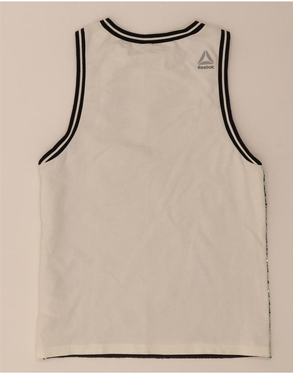 Reebok Womens Graphic Vest Top UK 4/6 XS Verde Colourblock Algodão